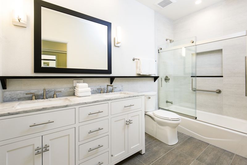 Floating vanity in a contemporary bathroom